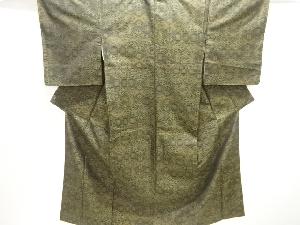 斜め格子に花菱模様織り出し本場泥大島紬着物